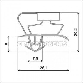 Уплотнитель двери 600x390 мм холодильника профиль Skycold